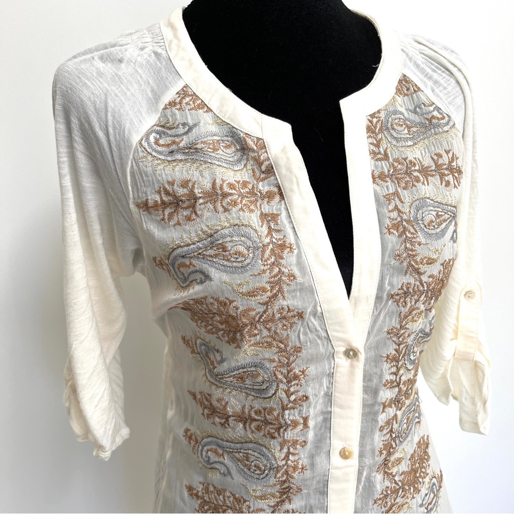 Anthropologie, embroidered shirt by TINY size Medium